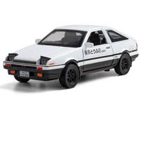 1/32 Toyota Initial D AE86 Žaislinis Automobilis Diecast Miniatiūrinis Modelis Atitraukiamas Garsas Šviesa Atidaromos Durys Edukacinė Kolekcija Dovana Vaikui balta