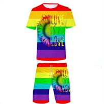 Vasaros Nemokami LGBT 3D Spausdinti Marškinėliai Šortų Rinkiniai Vyriški Sportiniai Kostiumai Per dydį Trumpomis Rankovėmis Marškinėlio Kelnai Rinkinys Vyro Kostiumai Apranga 5XL