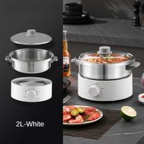 220V Stainless Steel Non-Coated Electric Hot Pot with Food Grade 316 inner Split Type Multi-Functional Cooker and Steamer gray
