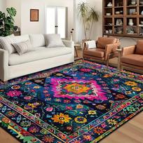 Egzotiško stiliaus spalvingas gėlių rašto kilimas Spausdintas modernus stilingas kambario grindų kilimėlis Poliesterio neslystantis durų kilimėlis Miegamojo įėjimas 40X60cm-16x24in