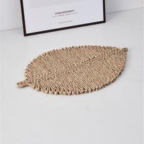 Skandinaviškas lapų padėkliukas rankomis austi katžolės izoliaciniai padėklai Pradžia Paprasti šiaudiniai valgomojo stalo padėkliukai 24x16cm beige