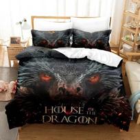 3D Spausdintas „House of the Dragon“ patalynės komplektas Antklodės užvalkalas Lovos komplektas Antklodės užvalkalas Pagalvės užvalkalas Antklodė Karališkojo, Karalienės dydžio Berniukams, Suaugusiems Patalynės komplektas EU Single 135x200cm