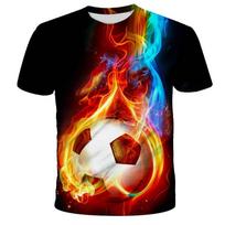 Madingas Futbolo Liepsnos 3D Spausdinimo Vaikų Marškinėliai Futbolo Berniukas Mergaitė Marškinėliai Laisvalaikio T-shirt Paauglių Viršūnės Vaikų Drabužiai Juokingi Sportiniai Streetwear 4-5Y