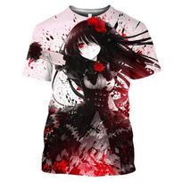 Mangos Date A Live Tokisaki Kurumi Seksualios Merginos Otaku Grafiniai 3D Marškinėliai Anime Trumpomis Rankovėmis Harajuku Marškiniai Vyrams Marškinėliai Viršūnės 6XL