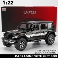 Nauja 1:22 Jeep Diecast Žaislinio automobilio modelis Proporcingas Metalinio lydinio transporto priemonė Tinka vaikams Berniukams Mergaitėms Suaugusiems Dovanai Septynios durys Garsas ir šviesa Atitraukiamas juoda