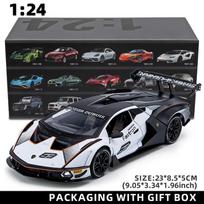 1:24 Lambo SCV12 Lydinio Automobilio Modelis Atitraukiamas Garsas ir Šviesa Vaikų Žaislas Sportinio Automobilio Modelis Išskirtinės Stalo Dekoracijos Kolekcija Berniuko Dovana balta