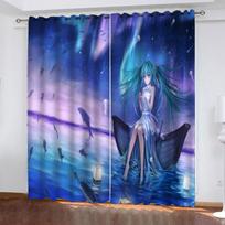Hatsune Miku dulkėms atsparios balkono ekrano užuolaidos svetainei miegamojo tamsios užuolaidos 100 % poliesteris Pradžia 100x140