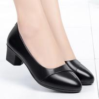 Moteriški vidutinio kulno batai Biuro ponios bateliai PU oda Juodi Pagrindiniai Kvadratiniu kulnu Pavasariniai Rudeniniai Loaferiai Moteriški Zapatos Tacones Mujer 35 juoda
