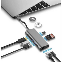 GIGABYTE USB-C 7-in-1 Docking Station | microSD, RJ-45 (Ethernet), USB 3.0 A, USB-C, SD, HDMI, 3.5 mm | 1 RJ-45 (Ethernet) port | 1 HDMI port | 24-month warranty