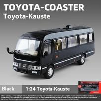 1/24 Toyota Coaster Vidutinio dydžio verslo autobusas Lydinio liejimo modelis Automobilis Simuliacija Boutique Knygų lentynos Dekoracija Madingas Ornamentas Dovana Berniukui juoda