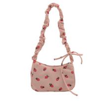 Moteriškas mažas krepšys pažastims Velvelinė rankinė Miela braškių spauda Little Tote Half Moon Design Eco Cloth Piniginė Mini Pečių krepšiai