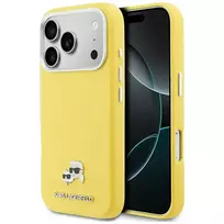 Karl Lagerfeld Karl  AND  Choupette Head Pins Saffiano phone case with MagSafe support for iPhone 17 Pro Max yellow