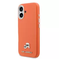 Karl Lagerfeld Karl and Choupette Heads Pins phone case with MagSafe support for iPhone 17 orange