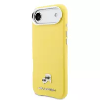 Karl Lagerfeld Karl and Choupette Heads Pins phone case with MagSafe support for iPhone 17 Air yellow