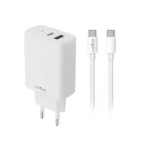 maXlife MXTC-10-30AC travel charger | 30W | PD, QC | USB-C, USB-A | with USB-C to USB-C cable included | white