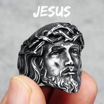 316L nerūdijančio plieno vyriškas žiedas krikščioniškas Jėzaus veido žiedas religijos amuletas pankroko stiliaus vyrams baikeriams vaikinui papuošalas geriausia dovana 7