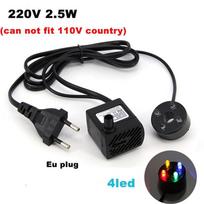5V USB 220V 2.5W 3W 5W Akvariumo panardinamas vandens siurblys su LED šviesa Žuvų bakas Fontanas Tvenkinys ES kištukas Akvariumo siurbliai Vandens gyvūnas 2.5W EU 220V