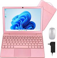 Mini nešiojamas kompiuteris 10,1 colio, 8GB RAM, 128GB SSD, IPS ekranas su Intel Celeron N4020 procesoriumi, lengvas ir galingas su Windows 11 OS, mažas kompiuteris 10.1 rožinė