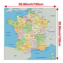 Berėmis Prancūzijos žemėlapio sienų menas, Geografijos dekoras, Svetainei, Miegamajam, Biurui, Dovana keliautojams, Gimtadieniams, Namų dekoras 120*120cm