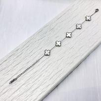 13MM Keturlapio dobilė Apyrankė Titano Plienas Dobilas Dvipusė Apyrankė Be Spalvos Praradimo Moteriška Apyrankė balta