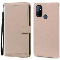 Nord N100 dėklas Oneplus Nord N100 dėklui Piniginė Atverčiamas Odinis Dangtelis Oneplus Nord N100 telefono dėklui Knygos tipo dangtelis Coque Oneplus Nord N100 smėlis