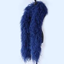 Prabangus natūralių stručio plunksnų boa, 50 cm ilgio, pūkuotas stručio plunksnų apvadas, vakarėlio drabužių rankovė, individualizuotas kostiumas, plunksnos 2 Ply 0.5Meters tamsiai mėlyna spalva
