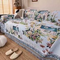 Prabangi bohemiško stiliaus sofa užmetamas pledas - Ryškus žakardinis mezginys su kutais, Draugiškas naminiams gyvūnams, Tinka visų dydžių sofoms nuo vienvietės iki keturvietės 180*130cm