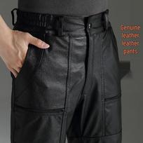 Vyriškos natūralios viršutinės grūdo karvės odos kelnės su vilnos pamušalu - Sutirštintos, iš grynos odos kelnės vidutinio amžiaus ir vyresniems Size 32: 2'5" (Approx. 130 lbs)