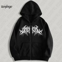 Y2K Hoody, Unisex, su raštų spausdinimu, Hip-hop stiliaus, Gotikinis, Ilgomis rankovėmis, Žieminis, Aukštosios mados prekės ženklas M juoda