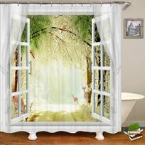 Aukštos kokybės skalbiama dušo užuolaida Natūralus kraštovaizdis 3D vandeniui atsparus audinys Vonios dekoras Didelė 240X180 Spausdinta dušo užuolaida W90xH180cm