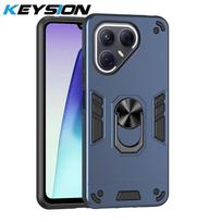 KEYSION Shockproof Armor Case for TECNO Pova 7 4G 5G Silicone+PC Metal Ring Stand Phone Back Cover for TECNO POVA 7 Ultra 5G for Tecno Pova 7 4G mėlyna