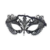 Maskarado veido pagalvėlė Mardi Gras kaukė kostiumas metalas cirkonio akmuo Helovinas Cosplay akių pagalvėlė karnavalo scenos vakarėlio dovanėlės A juoda