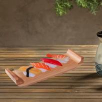 Bambukinė lėkštė sashimi ir sushi patiekalui, stačiakampis padėklas valgomajam S