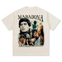 Futbolo žvaigždės Maradona spausdinimo marškinėliai Retro mados tendencija Patogūs laisvi kasdieniai 100% medvilnės apvalia kaklo trumpomis rankovėmis marškinėliai S