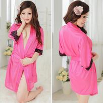 European & American Satin Lingerie: Sexy Plus-Size Bathrobe & Pajamas Set for Women One size (up to 150 jin) purpurinė
