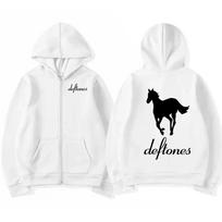 Deftones Baltas Užtraukiamas Džemperis Su Gobtuvu Hip Hop Roko Grupės Užtraukiamas Megztinis Harajuku Dydžio Peraugęs Ilgomis Rankovėmis Gobtuviniai Džemperiai Paltai Užtraukiamas Streetwear XS balta