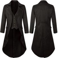 2024 M. Vyriškas Gotikinis Steampunk Frakas Viktorietiškas Paltas Kostiumas Quadruple XL ruda