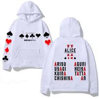 Alice In Borderland Hoodies Harajuku su gobtuvu Laisvalaikio patogūs drabužiai Aukštos kokybės hoodie Retro rudeniui/žiemai su gobtuvu M balta