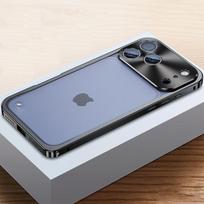 Prabangus aviacinio aliuminio lydinio rėmelis-bamperis dėklas iPhone 17 16 15 14 13 12 Pro Max metalinė objektyvo apsauga smūgiams atsparus telefono dėklas For iPhone 17 Pro Max juoda