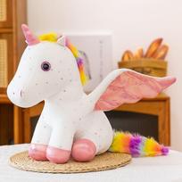 Spalvingas vienaragis pliušinis žaislas miela vaivorykštinė ponio lėlė vaikų pagalvė palydovas 30 cm 0.3kg balta