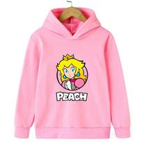 Vaikų gobtuvas Princesė Peach Mario Mielas vaikiškas drabužis Ilgomis rankovėmis gobtuvas Patogus žiemos megztinis 110