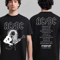 ACDC Back in Black Grįžta Šiaurės Amerikoje PWR UP Turas 2026 Vasara Unisex Marškinėliai Geriausiai parduodami Vyriški Moteriški Laisvi Medvilniniai Ins Y2k Viršutiniai drabužiai M
