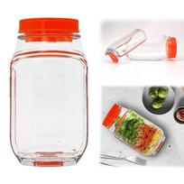 Nešiojamas salotų indelis Vertikalus sluoksniavimas Plastikinis salotų stiklainis Pietų dėžutė Konteineris Neperšlampamas Išlaiko šviežią Maisto konteineris Skaidrus oranžinė