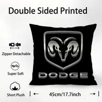 D-Dodges automobilio logotipas Pagalvės užvalkalas Pliušinis audinys Minkštas Dvipusis spaudinys Sofos pagalvės užvalkalas Dekoratyvinės pagalvės užvalkalai 16x16Inch