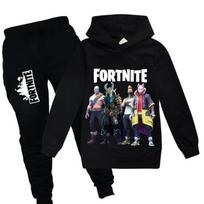 Fortnite žaidimo spausdinti vaikiški komplektai su gobtuvais, animacinių filmų, patogūs, 2 vnt. kostiumas, laisvi ilgomis rankovėmis viršutiniai drabužiai, kelnės, rudens, žiemos drabužiai 110