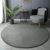Apvalus Sutirštintas Koralinio Velveto Kilimas Minkštūs Miegamojo Kilimėliai Lova Pilnas Svetainės Kilimas Tatamio Kilimėlis Kompiuterio Stalas Balkonas Antklodė 60x60cm tamsiai pilka spalva