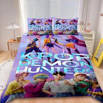 Mergaitės Rumi 3 dalių patalynės užvalkalų komplektas K-pop D-Demon H-Hunters Miegamojo patalynės komplektas Antklodės užvalkalas Paauglių Vaikų Miegamojo Dekoras EU Single 135x200cm