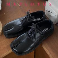 Split toe pasaga vyriškiems storapadžiams batams su raišteliais Tabi batai lakinė oda Korėjietiška versija madingi kasdieniai odiniai batai 40(man size)