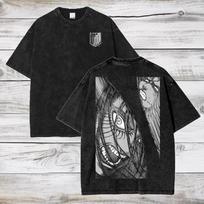 Attack on Titan Levi Ackerman Manga Panel Vintage Washed Oversized T-Shirt | Unisex Anime Streetwear Tee L