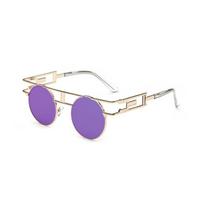 Vintažiniai apvalūs akiniai nuo saulės Moteriški Vyrai Prekės ženklo dizaineris Unisex Retro UV400 Shades Klasikiniai akiniai nuo saulės violetinė